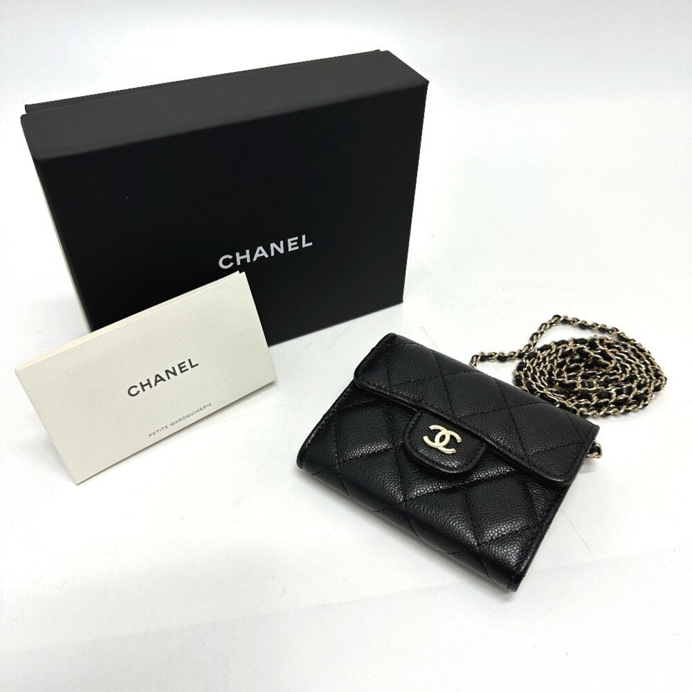 CHANEL Black Caviar Leather Logo Pochette Wallet - Picture 13 of 13